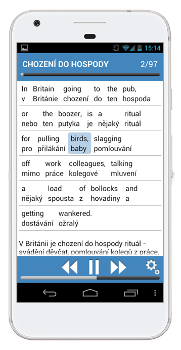 Hospodská angličtina na smartphonu s Androidem - věta
