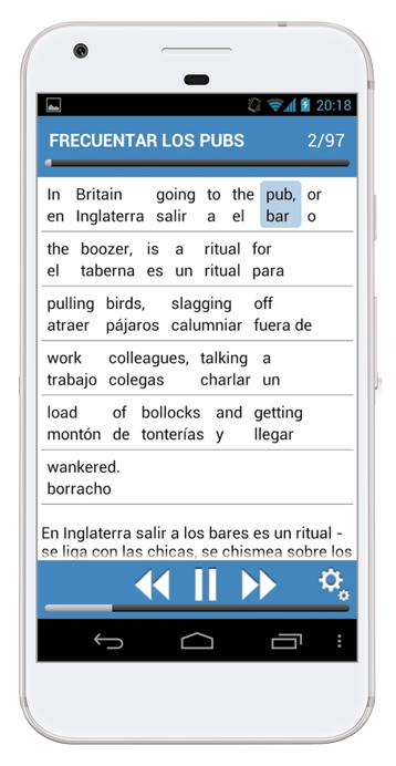 Ingles de Pub en smartphone con android - frase y ajustes