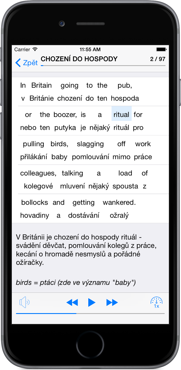 Hospodská angličtina na iPhone 6 - věta