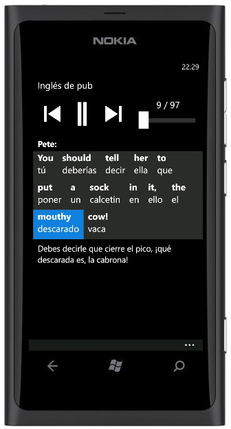 Ingles de pub en smartphone con windowsphone - frase